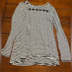 Justice Black and White Striped Long Sleeve Top